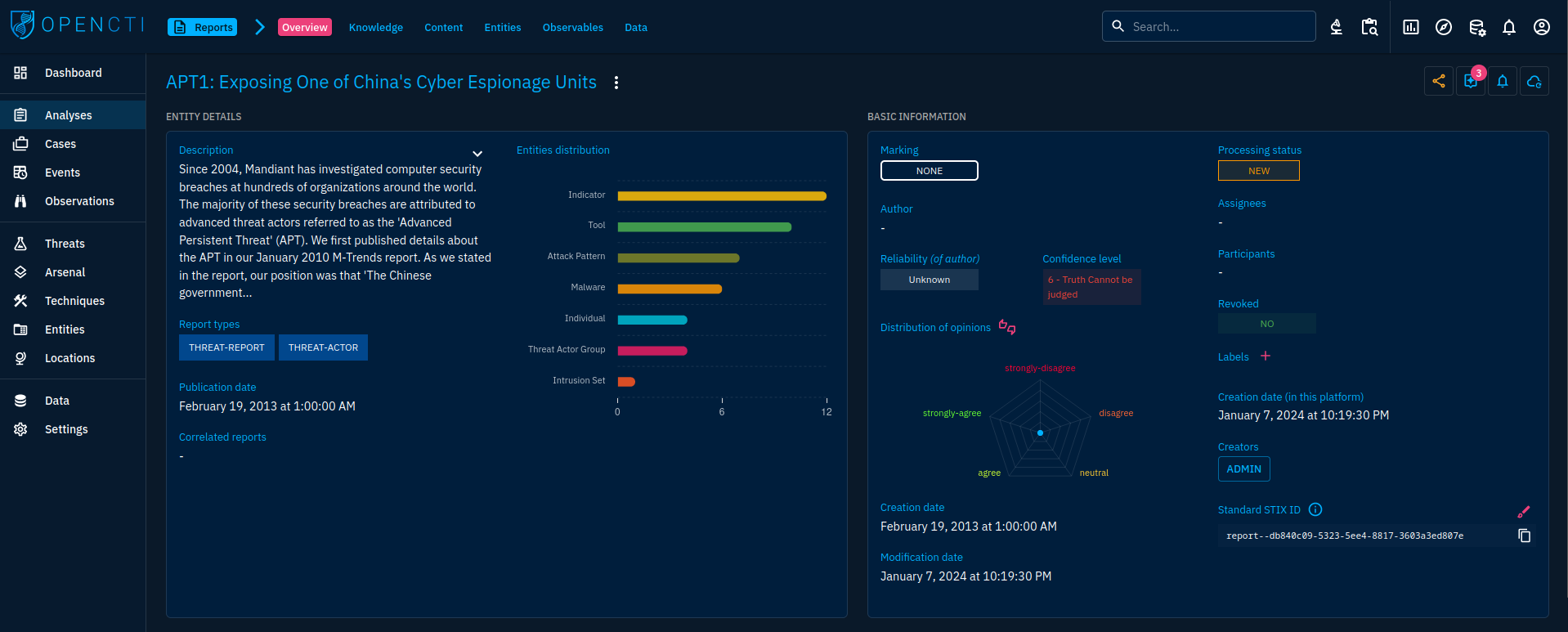 OpenCTI #5 - Reports, groupings, cases