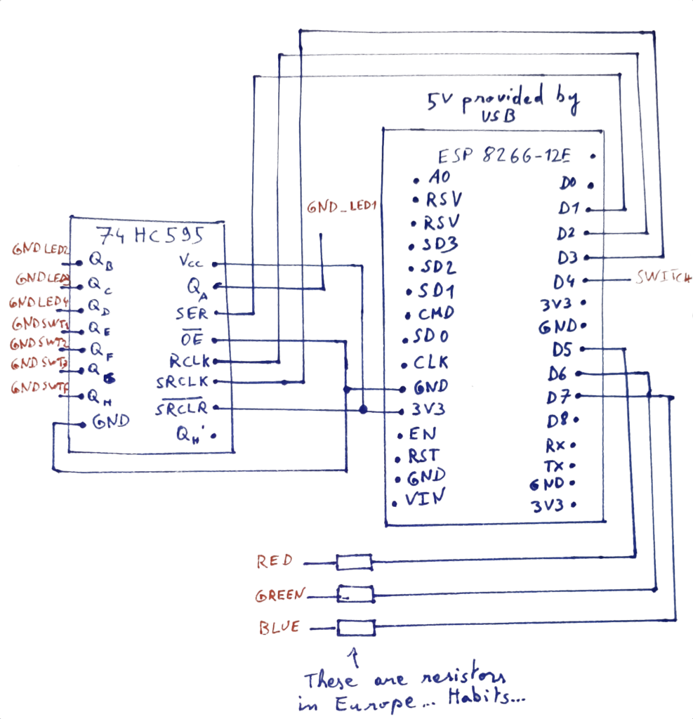 Button pad with ESP8266-12E schematics